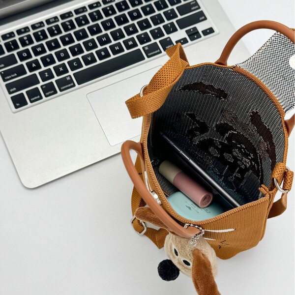 handheld capacious brand cartoon knitted bag strap