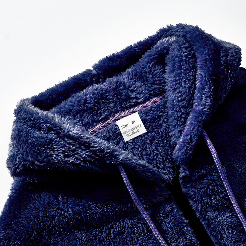 Herren Kapuzenstrickjacke Aus Doppelseitigem Samt Mit Reißverschluss_voghion.com