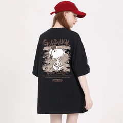 国境を越えた売れ筋の前後スヌーピープリントTシャツレディース夏新作ラウンドネックカジュアルファッション半袖トップ