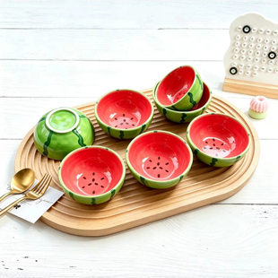 Creative ceramic hand-painted underglaze color cute watermelon-shaped condiment dish soy sauce vinegar dish household Japanese cooking dish