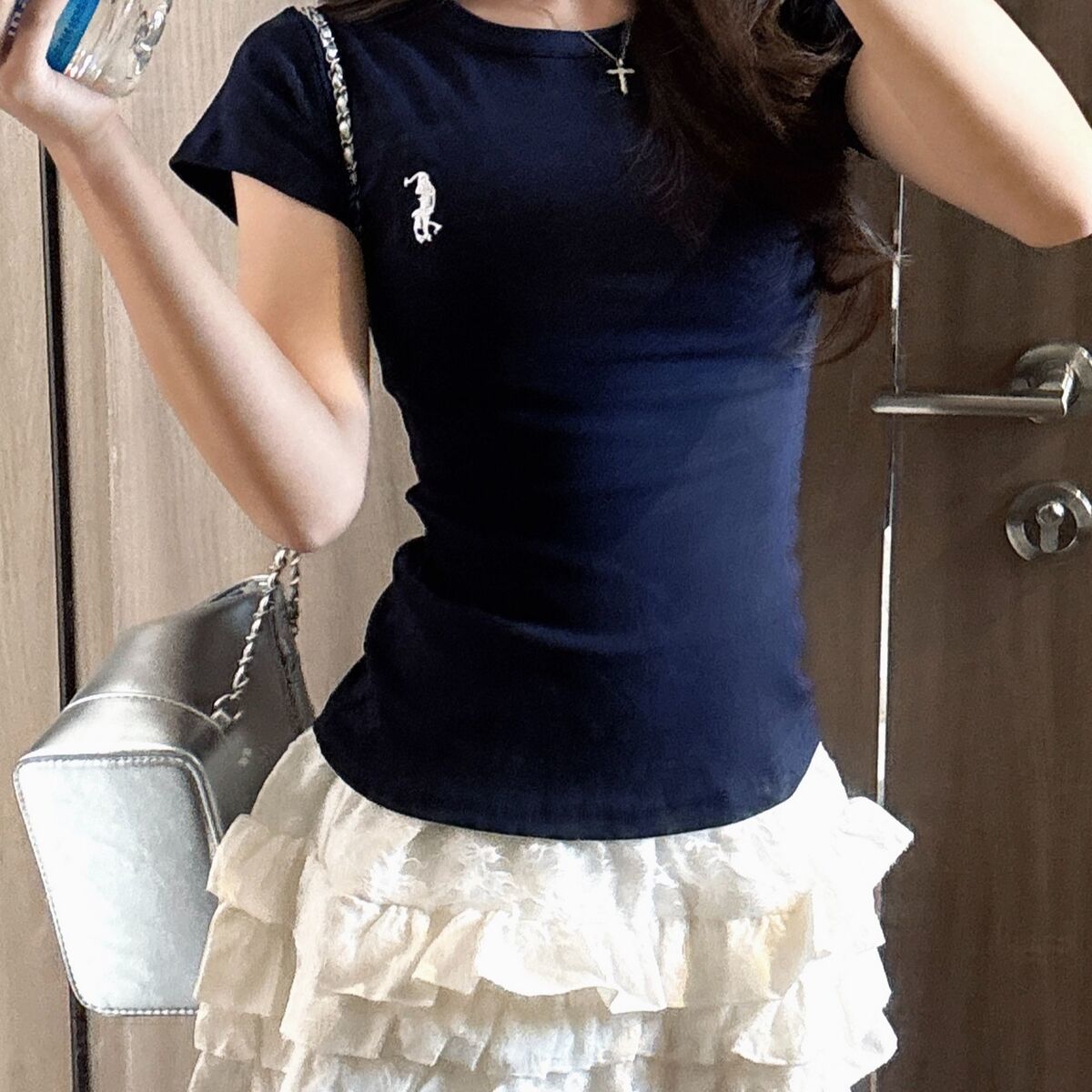 Slim Fit T-Shirt for Women Summer Short Sleeve Versatile Pure Color Sexy Top Instagram Style Hot Girl Fashion_ecoleips.com