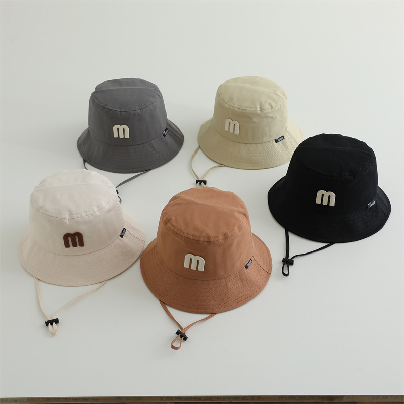 Sombreros infantiles de primavera y otoño de letras m bebés pescadores niños pequeños lindos niños niñas tirar de la torreta gorra sombrero sombrero sombrero sombrero