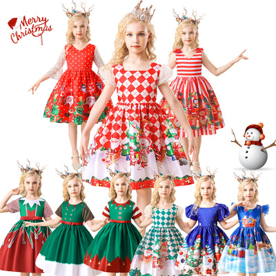 Girls jazz dance dress halloween party stage performance clothing flower girls princess dress for baby Christmas dress piano masquerade party performance clothing