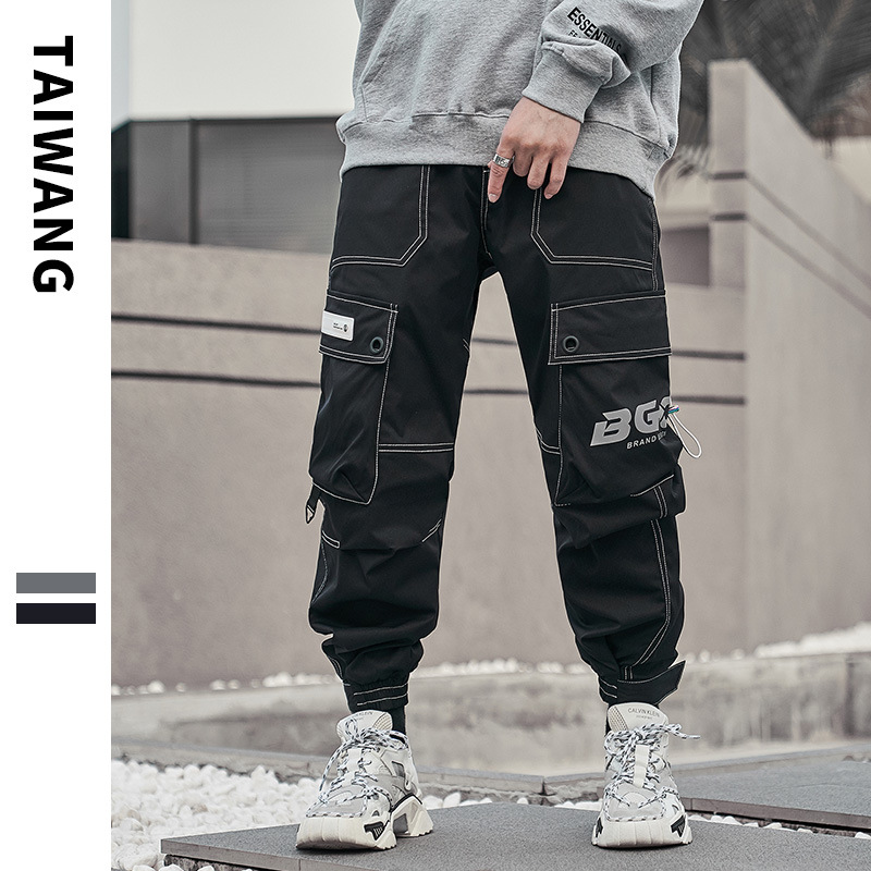 Herrenbekleidung Frühjahr neue Freizeithose reflektierender Druck Fallschirmjäger Funktionshose_voghion.com