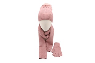 Manufacturer Customizes Various Types of Winter Fashionable Soft and Warm Plain Blended Material Knitted Hats, Scarves and Gloves Three-Piece Set