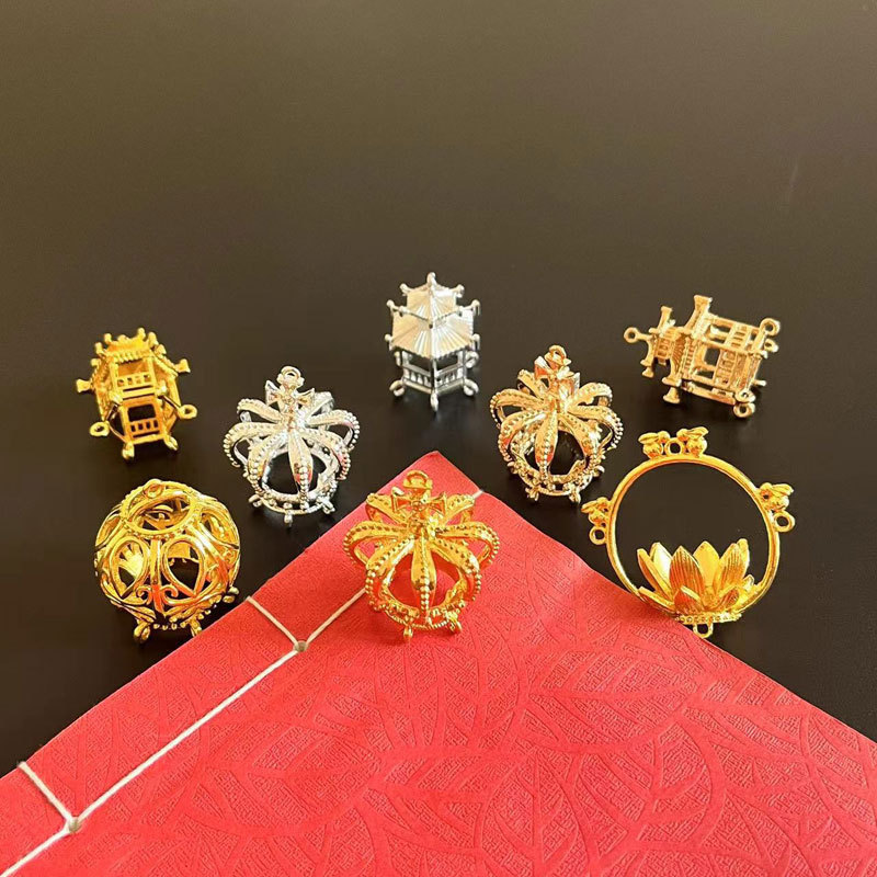 Antique Hairpin Luminous Lamp Electrophoresis Color-preserving Alloy Accessories Palace Lamp Crown Pavilion Rabbit Lotus Lamp