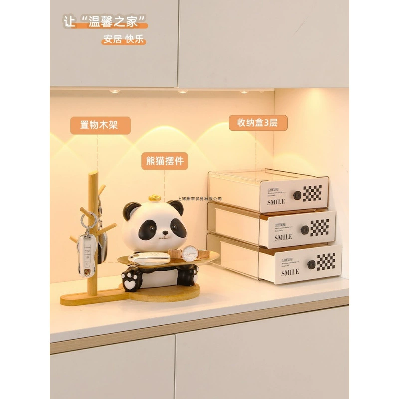 Креативное хранилище для ключей в виде панды, украшения для входа в гостиную, украшение для рабочего стола, украшение для дома, новый дом, подарки на новоселье