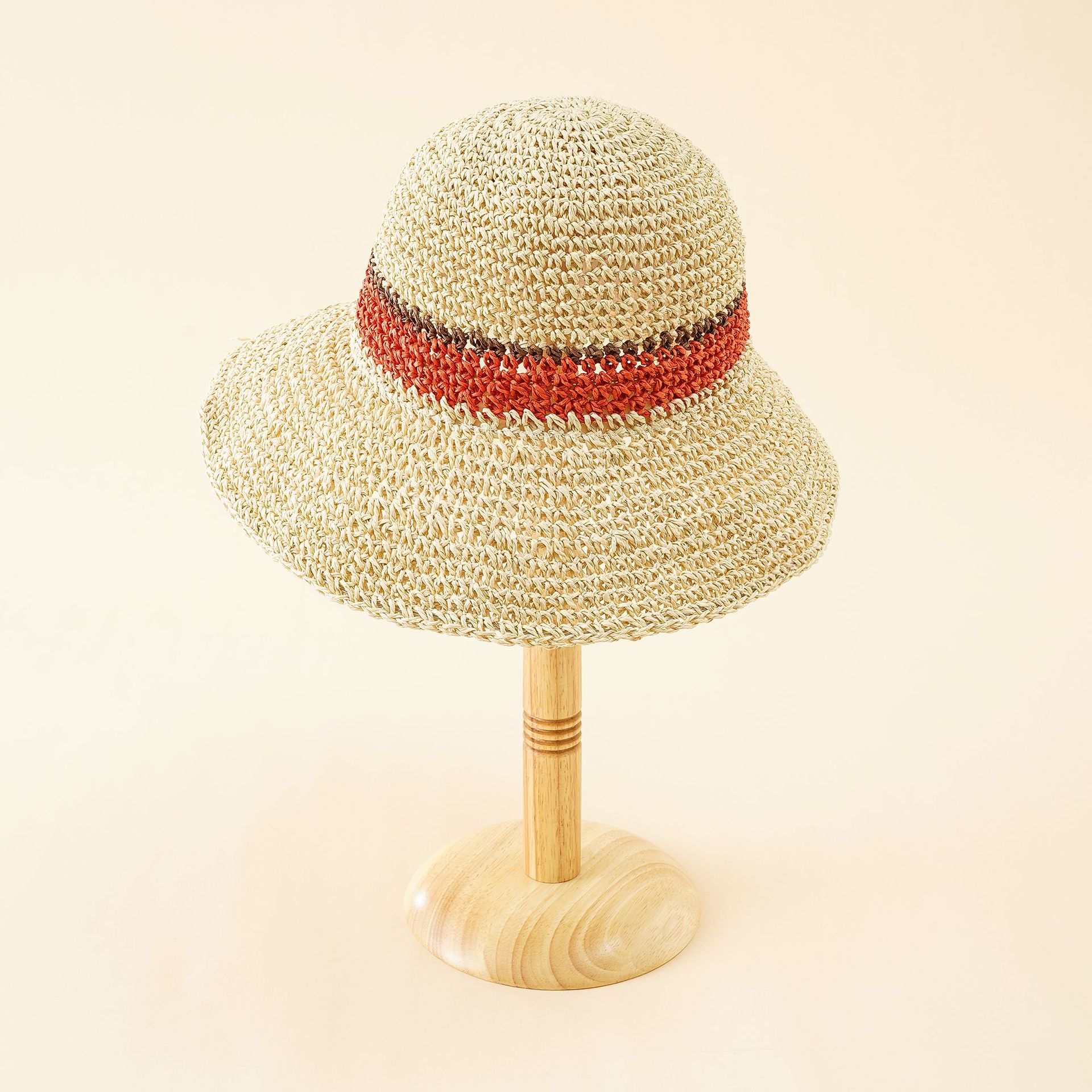 Primavera y verano nuevo sombrero de paja hembra pescador cuenca sombrero coreano estilo viaje playa protección solar rayas sol fresco sombrero