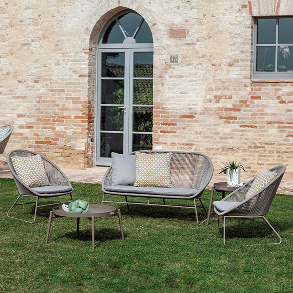Outdoor rattan sofa set for garden, homestay, and inn, three-piece outdoor leisure rattan chair set, waterproof balcony chair with backrest