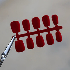 紅絲絨酒紅色磨砂毛茸茸新年紅聖誕款純手工穿戴甲美甲貼片假指甲