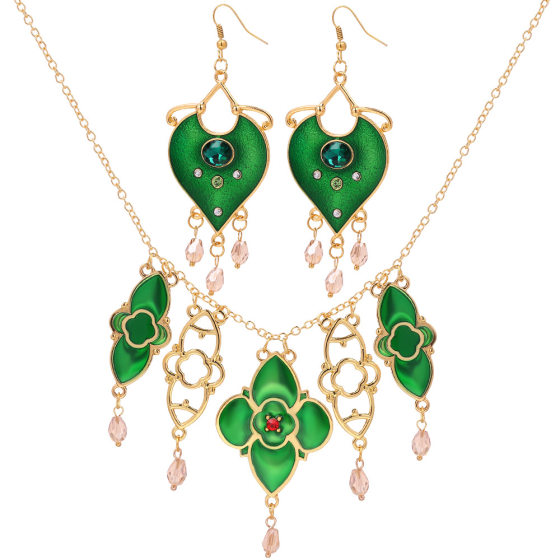 Princess Jasmine Earrings Necklace Set Film and Television Peripheral Aladdin Magic Lamp Earrings Necklace Set