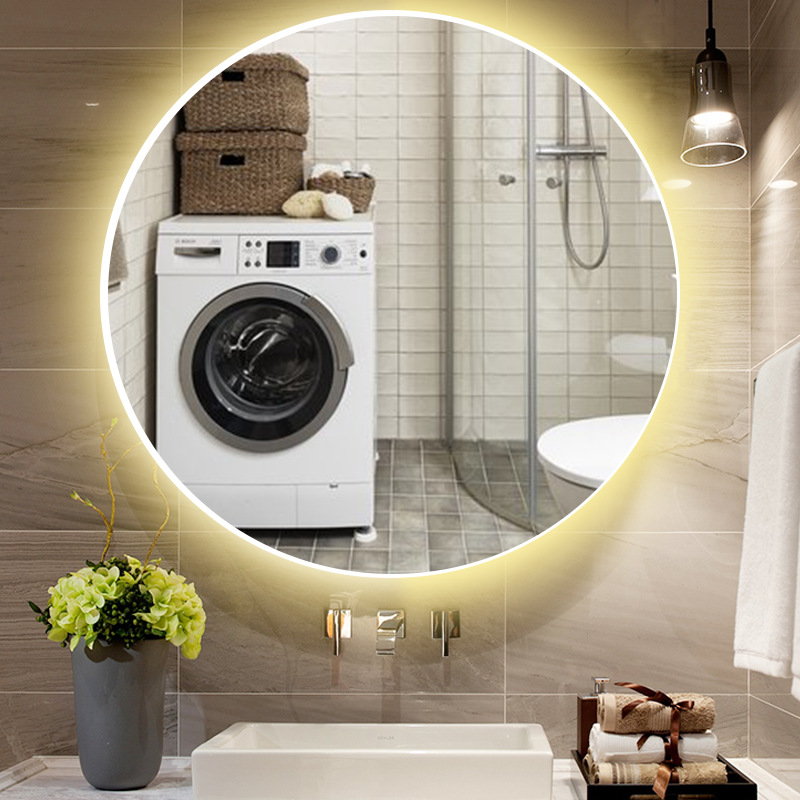 Espejo inteligente colgado en la pared del baño espejo led inodoro maquillaje colgado en la pared con lámpara gafas de baño espejo luminoso anti-fog de alta definición