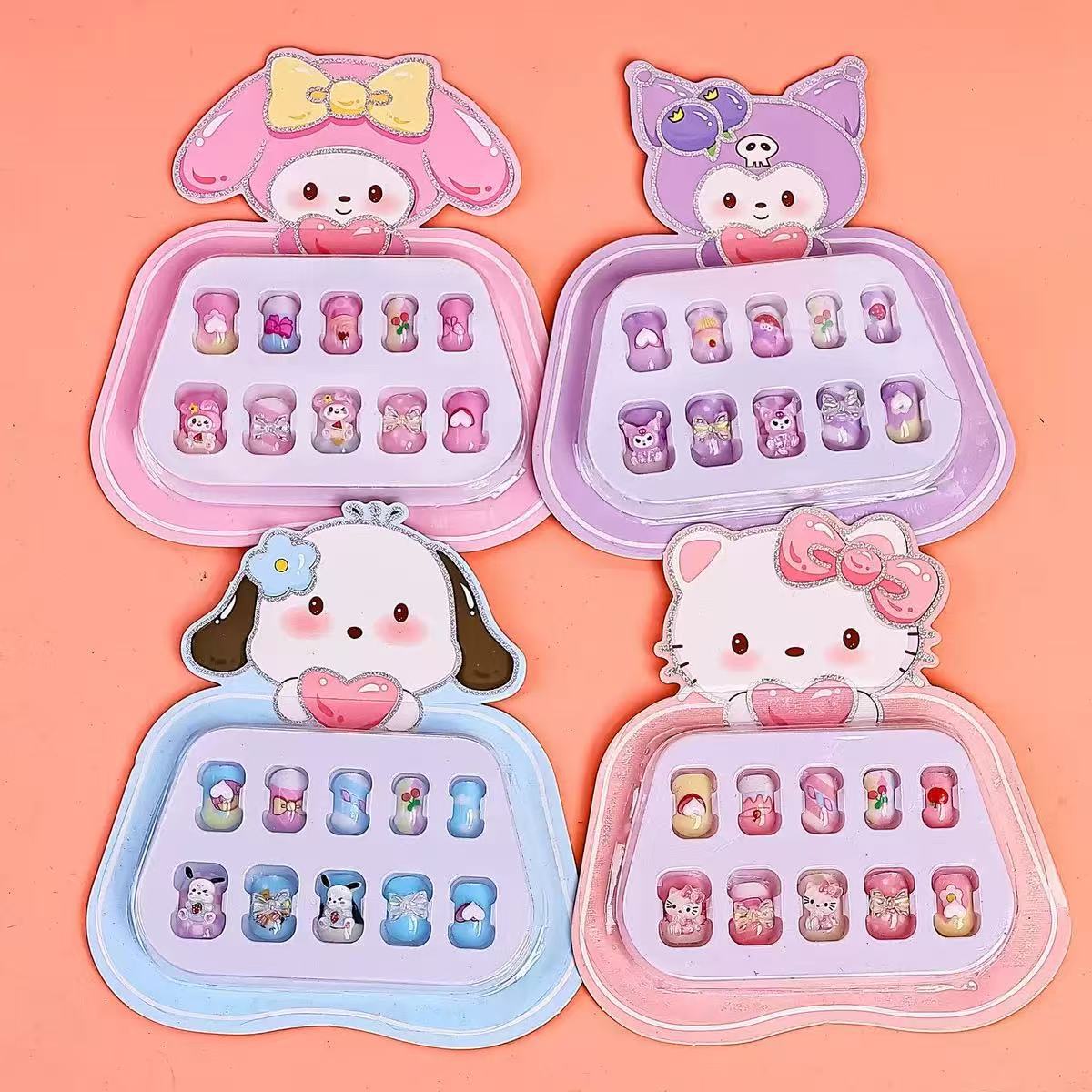 Nuevo niño usa manicura niña hecha a mano diy dibujos animados desmontables piezas de manicura tridimensionales juguetes lindos al por mayor