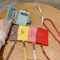 European and American fashion card bag hanging neck slung card case ID card bag coin purse ins style big brand triangle logo foreign trade
