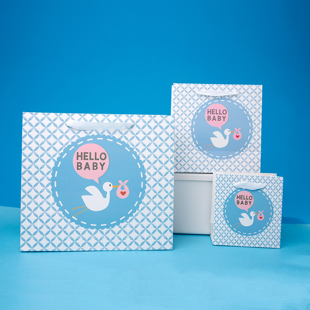 现货小鸟新生儿弥月手提纸袋礼品纸袋宝宝生日儿童满月礼包装纸袋