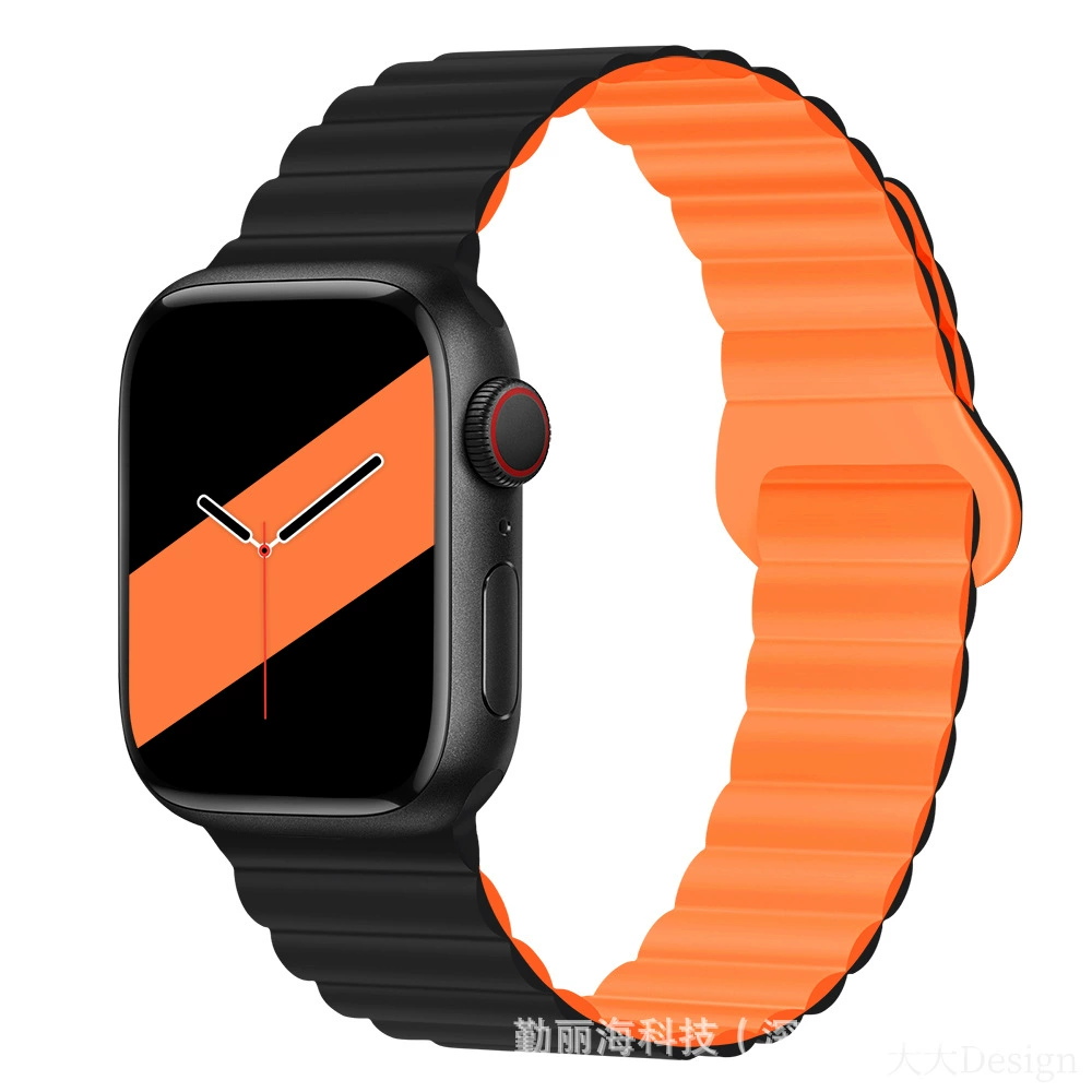 Силиконовый магнитный ремешок для Apple Watch iWatch 10/AppleWatch 9, двухцветный, размеры 38/40/41 & 42/44/45/49 мм
