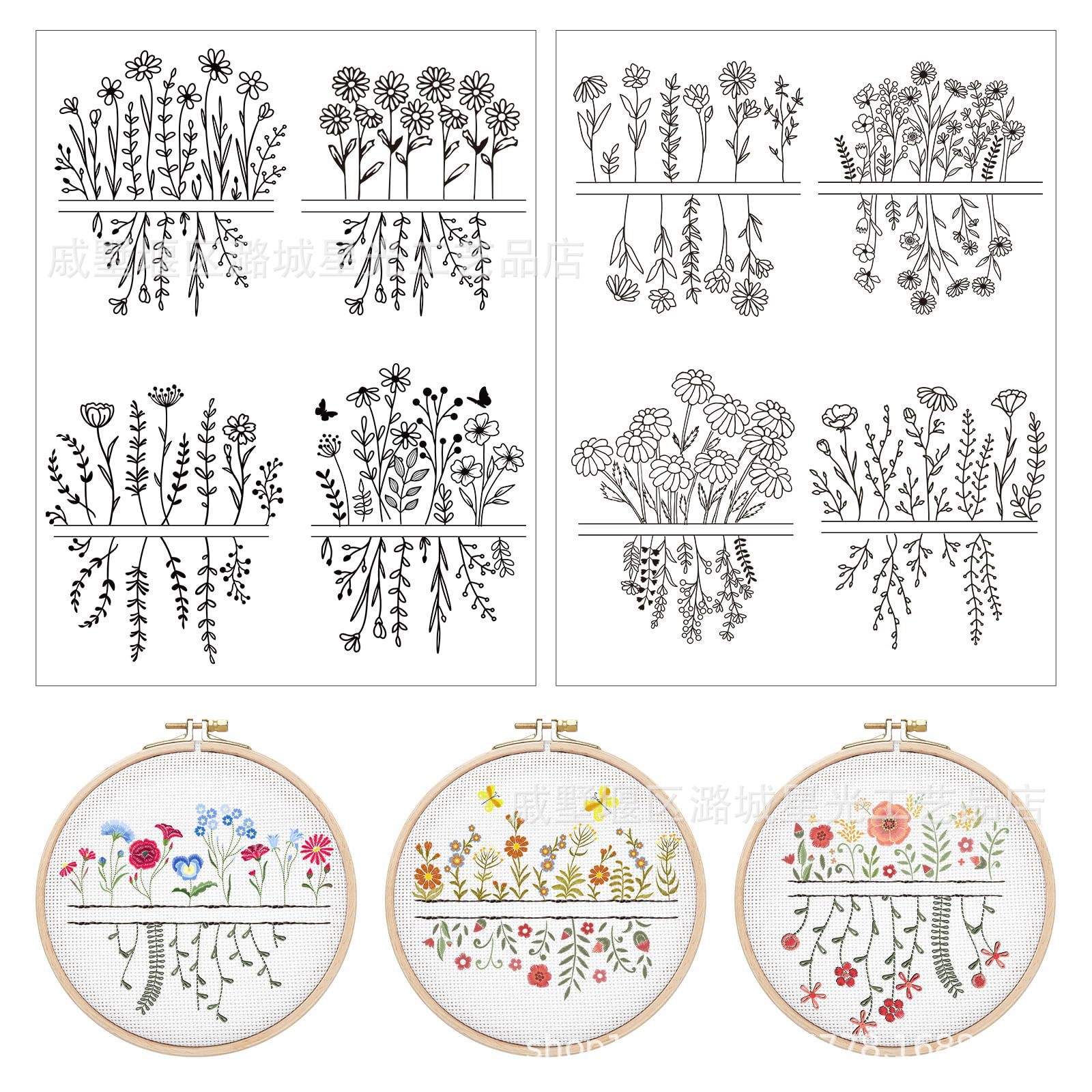 Soluble en agua sin olor no tejido floral patrón de tierra en agua fría impresión adhesivo de espalda estabilizador de bordado manual