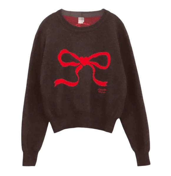 Brown sweater with bow