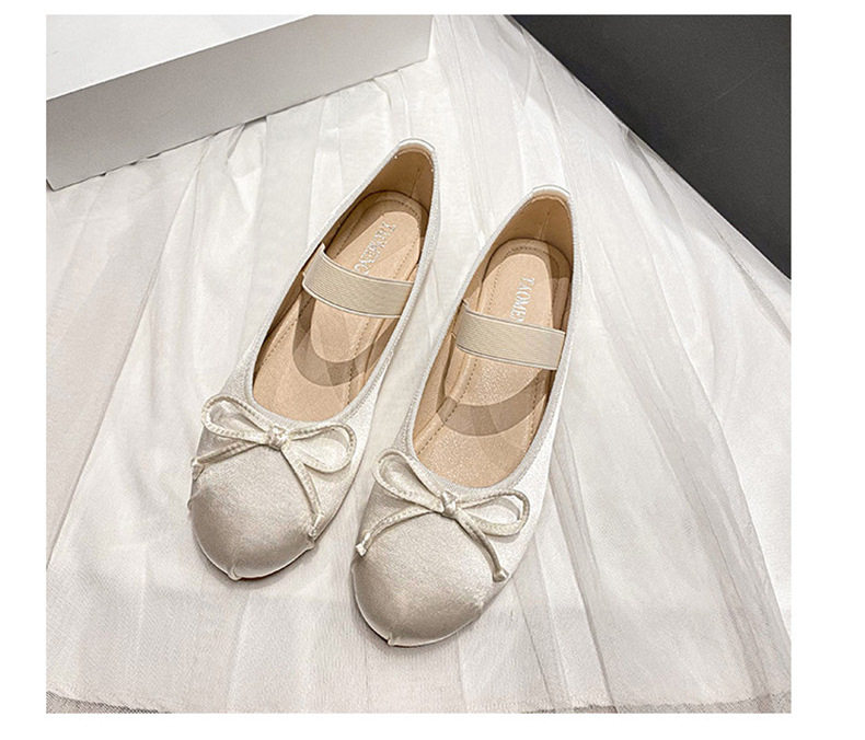 Giày búp bê Mary Jane nữ bằng lụa satin thắt nơ, kiểu giày ba lê Pháp, gót thấp — Hồng lụa, Lụa trắng, Lụa đen, lụa xanh chi tiết 31