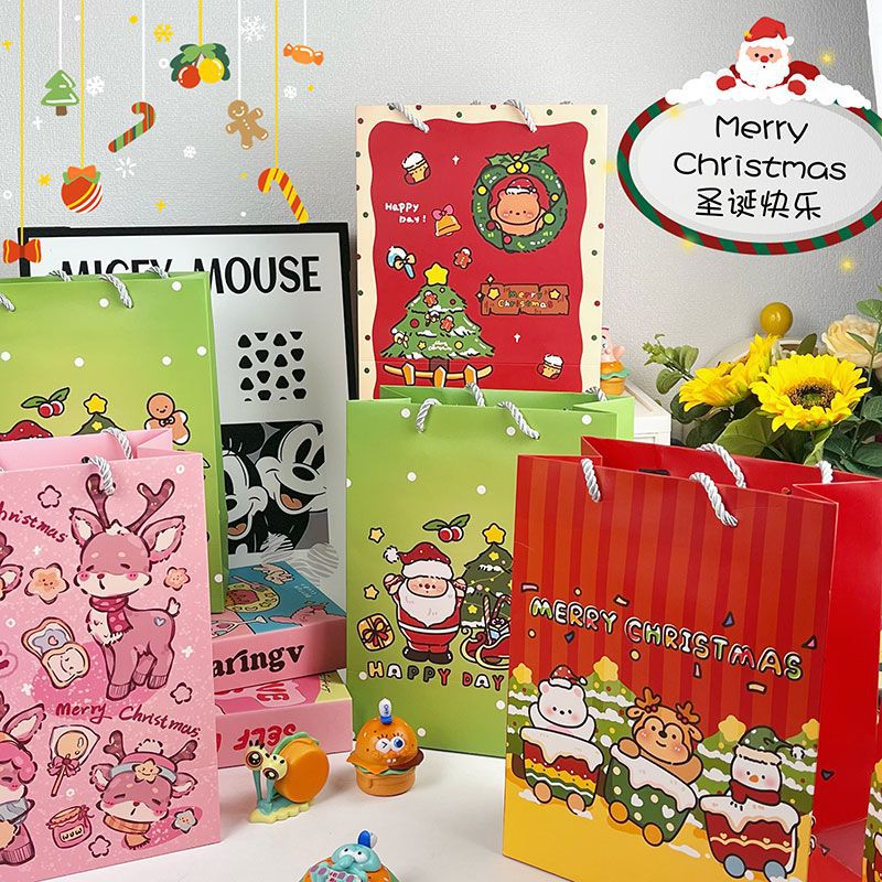 新款圣诞节礼物手提袋礼品袋 圣诞包装苹果糖果礼袋纸袋现货批E18