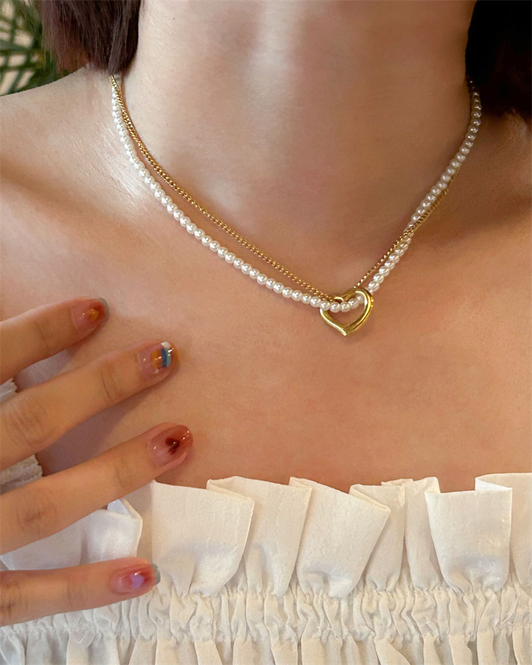 15g Weight Necklace Classification 1 Piece Quantity Modern Style Heart Shape Titanium Steel Necklace In Bulk