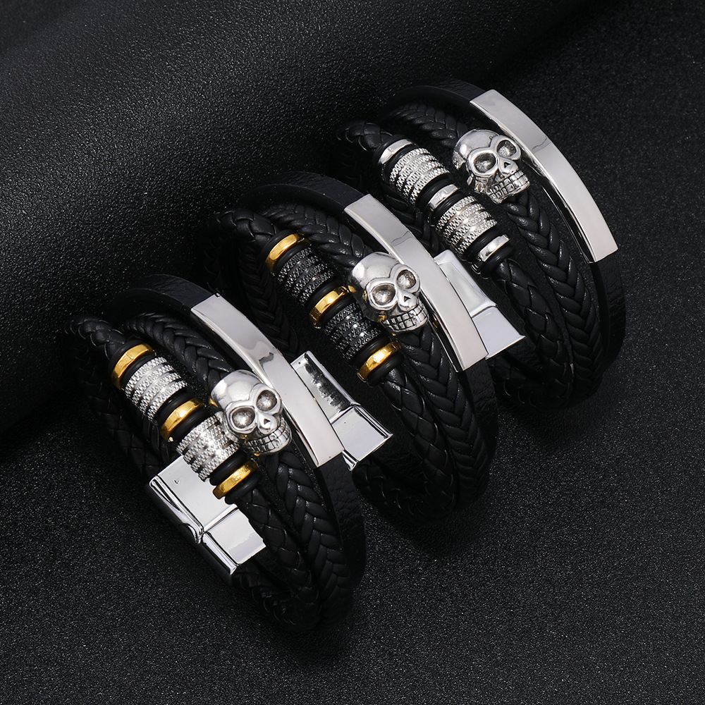 Men's Braided Leather Bracelet Waterproof And Hypoallergenic_voghion.com