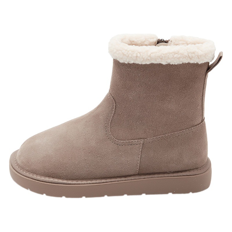 Botas de nieve Augu Shiden para mujer, con suela gruesa y forro polar, modelo 2025, botas cortas de algodón, estilo casual y moderno.