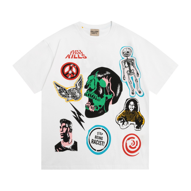 Al por mayor galería DEPT lavado apenado manga corta de moda vintage cráneo imprimir pareja desgaste suelta camiseta verano