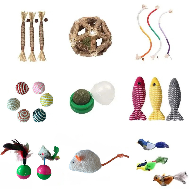 Fabricantes mascotas al por mayor juguetes de gatos, pelota de seda, palo de gato, gatitos pequeños, dientes limpiadores, juguetes sonoros, suministros de pelota