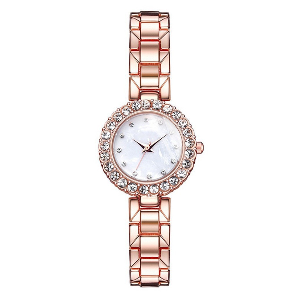 popular online celebrity live broadcast women's watch drainage fashion Diamond-embedded shell surface simple small dial student watch_voghion.com