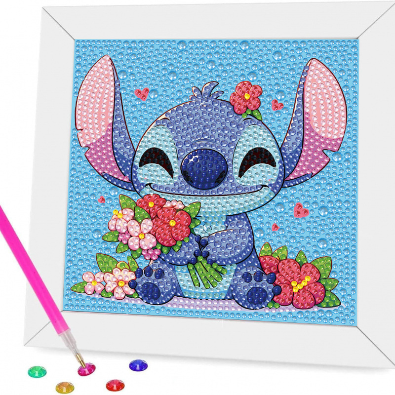 Pintura de diamantes enmarcada hecha a mano, superventas transfronteriza, de dibujos animados infantiles de la princesa Elsa, linda pintura de pegatinas de diamantes DIY