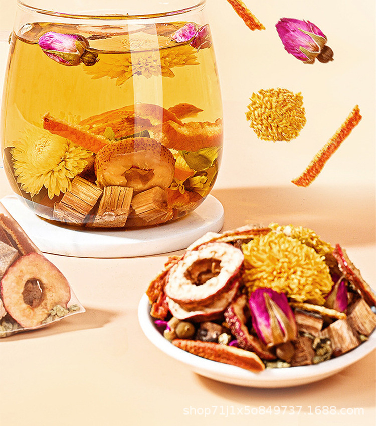 Kudzu Lotus Leaf Hawthorn Tea Ge Gen He Ye Shan Zha Yin Triangle Tea Bags 100g Sugar Free Herbal Blend specifications