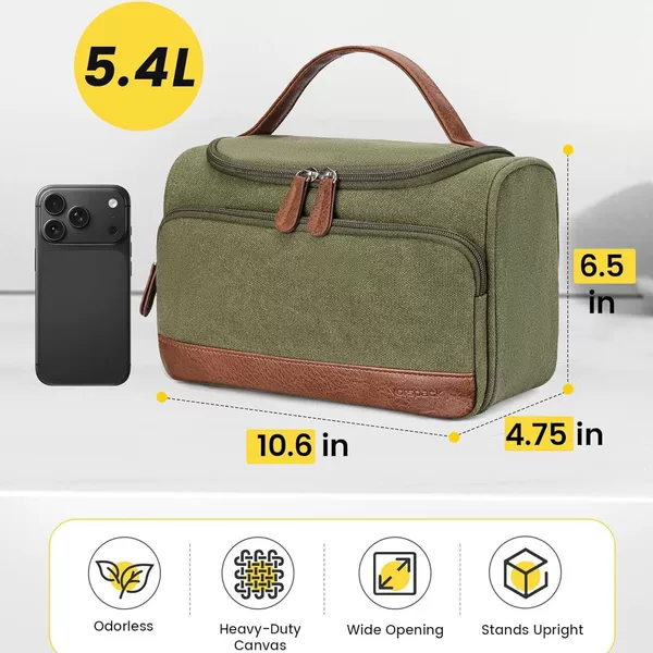 Canvas Men's Toiletry Bag with Wet Pocket, Upright Travel Bag, Toiletries Storage Bag, Bathroom Makeup Bag