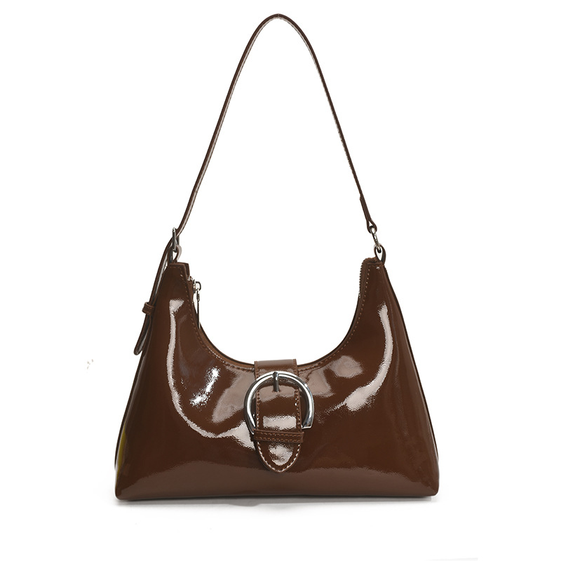 Bolso de alta calidad con textura 2025 verano nuevo estilo bolso de mujer charol brillante bolso de hombro moda todo-fósforo bolso de mensajero marea