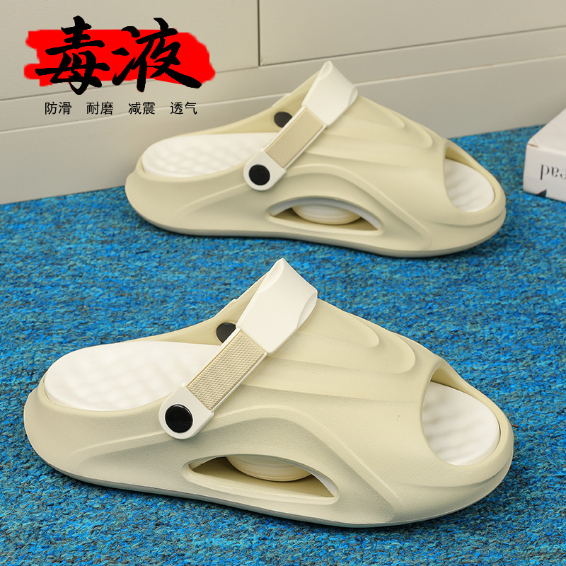 Pantuflas de estilo caliente para el cabello, estilo nuevo de verano para hombres, sandalias de playa deportivas de doble uso, zapatillas de una palabra de ocio antideslizantes