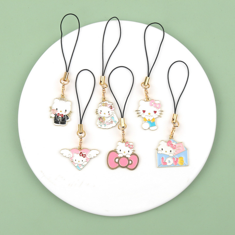 跨境热销爱情KT猫挂饰新三丽鸥系列HelloKitty可爱凯蒂猫手机挂绳