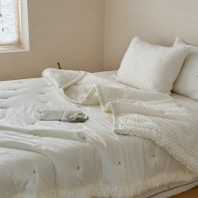 韩式秋冬莫代尔宝宝绒床盖一体被四件套可机洗豆豆被榻榻米床盖