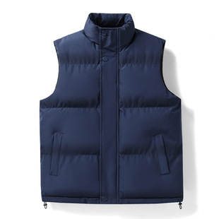 Men's waistcoat 2024 autumn and winter padded down cotton waistcoat casual stand collar plus size cotton-padded jacket coat 8XL cross-border