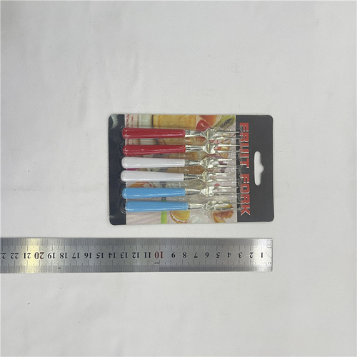 Stainless steel small fruit fork light luxury household fruit fork set simple cross-border fork round handle fruit fork set