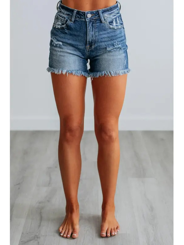 Women's Clothing Distressed Denim Shorts – Vintage Ripped High Waist Casual Hot Pants With Stretch Fit​​_ecoleips.com