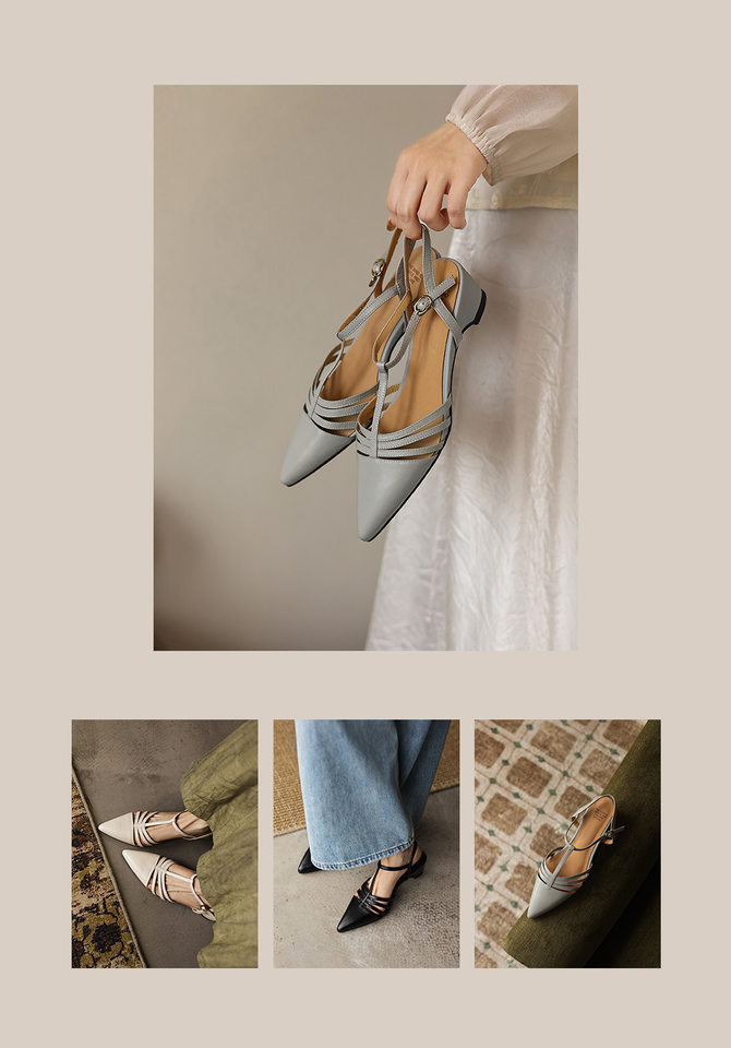 Sandal nữ mũi nhọn quai chữ T gót 5 cm phong cách Hàn Quốc — đen chi tiết 2