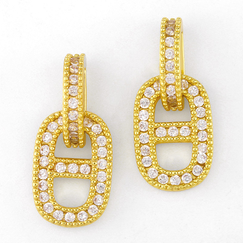 Simple Full Diamond Pig Nose Earrings display picture 3