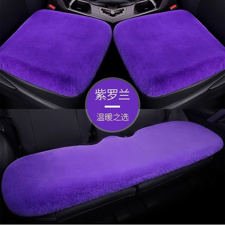 New winter car seat cushion set, short rabbit fur plush, no-strap three-piece set, thickened and warm, single-piece universal car mat