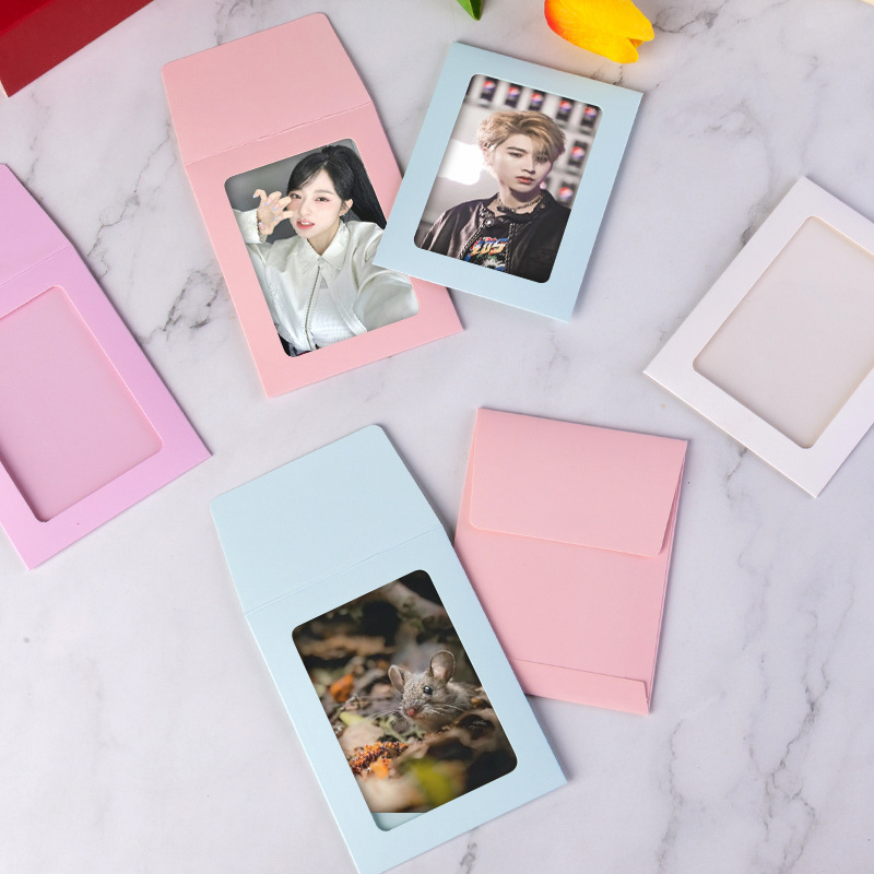 インスタイルマカロンカラーカードホルダー封筒DIYカード包装フォトフレーム窓透明封筒|undefined
