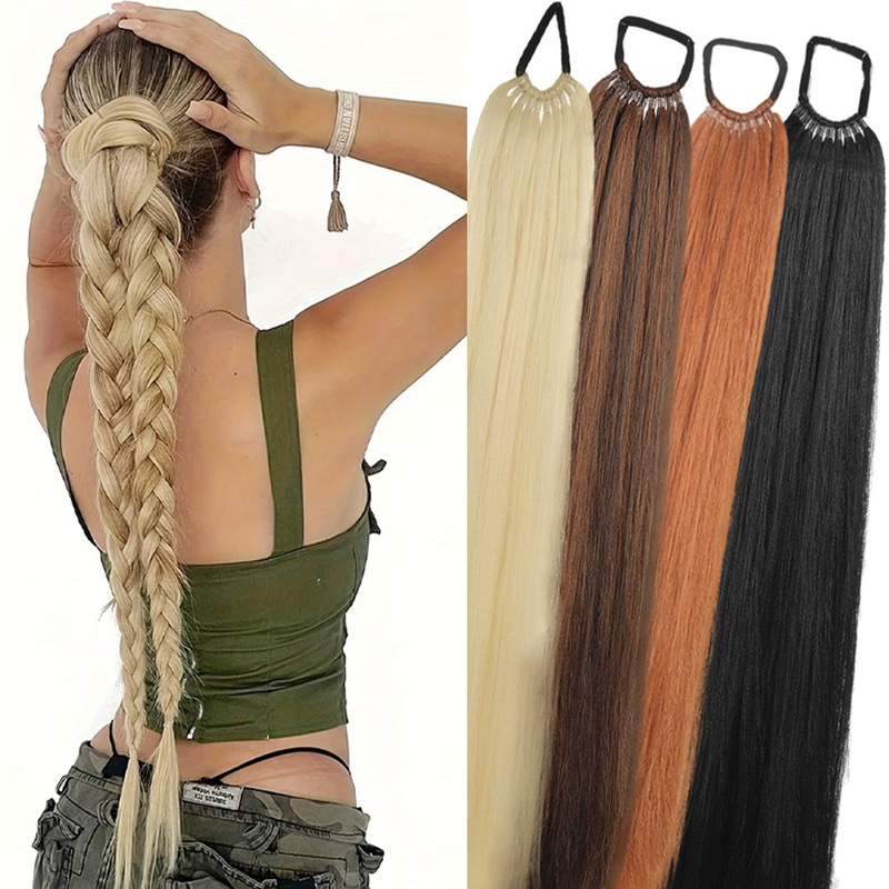 Foreign Trade Wig Women's European and American Amazon 24-inch Long Straight Ponytail Naturally Changed Hairstyle High Temperature Silk Ponytail Foreign Trade Wig Women's European and American Amazon 24-inch Long Straight Ponytail Naturally Changed Hairstyle High Temperature Silk Ponytail