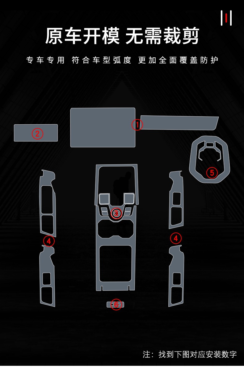 25 Jietu Shanhai T1 Center Console Gear Interior Stickers Car Accessories Modified Special Paint Transparent Tpu Protective Film