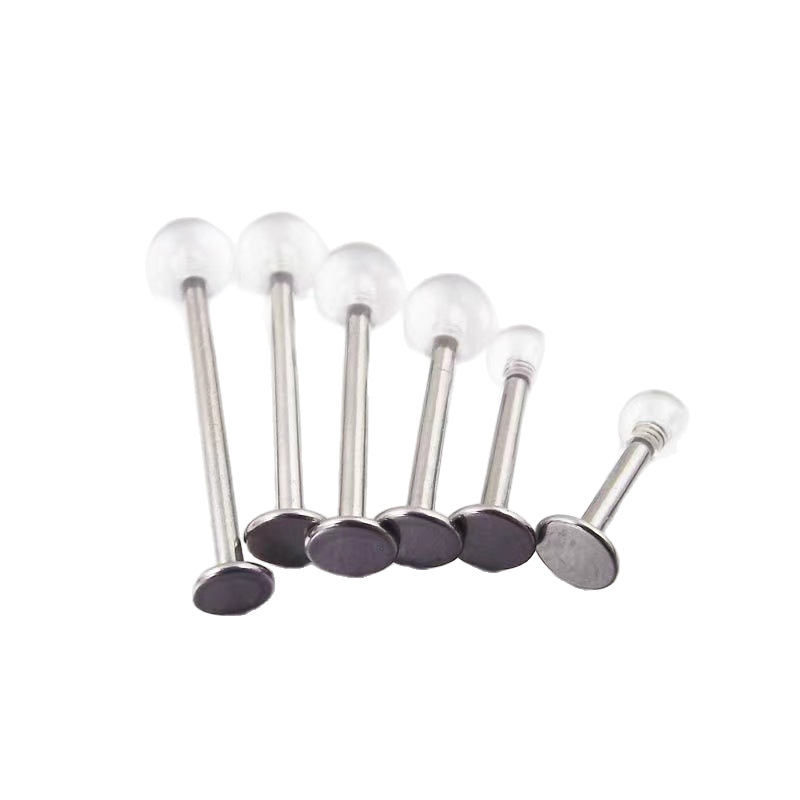 Titanium steel lippenpiercing met onzichtbare parel_voghion.com