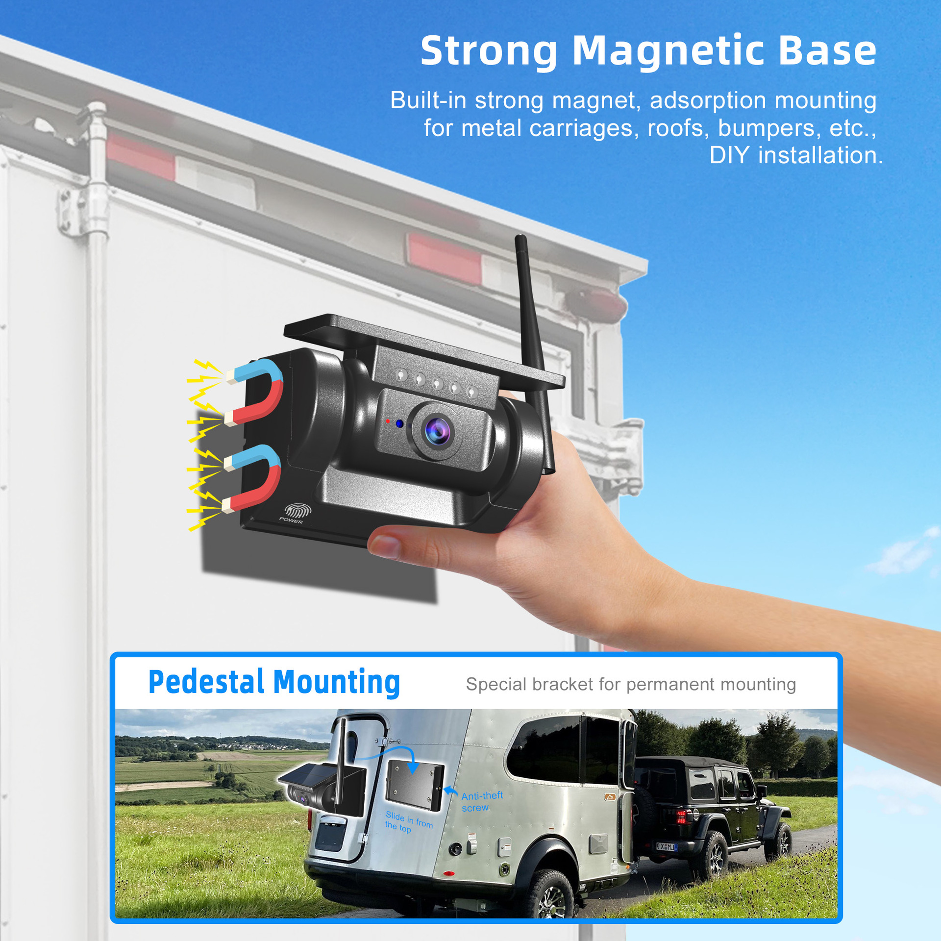 7inch Truck Wireless Wifi Solar Camera Hd Car Reversing Image Bsd Car Navigation Recorder