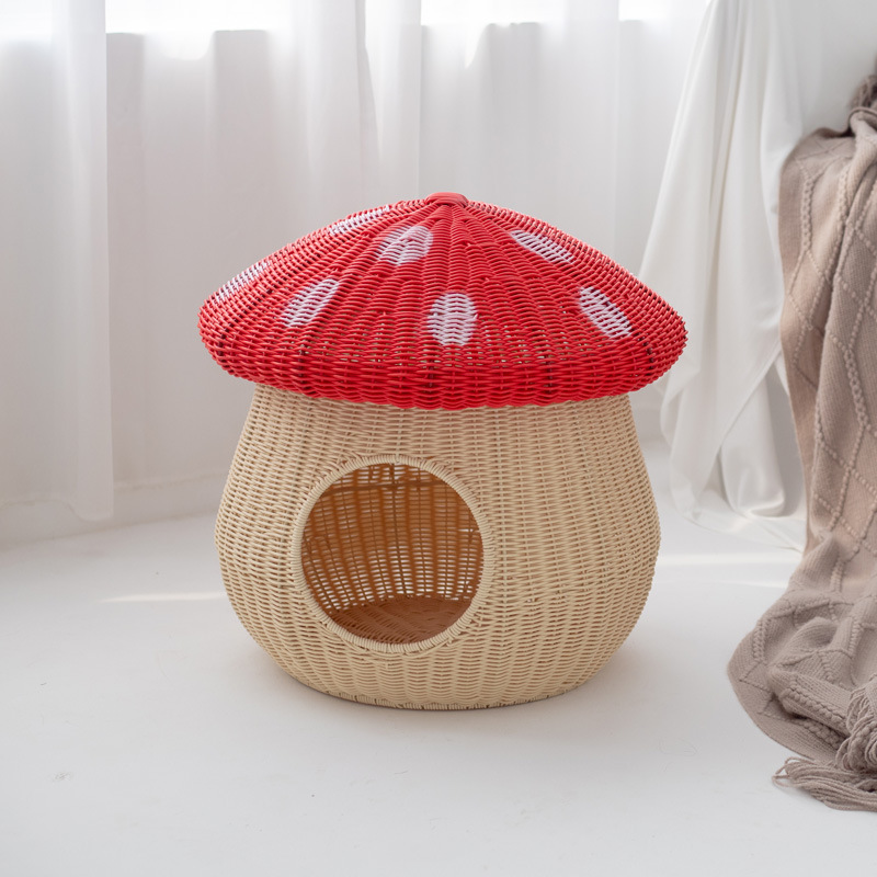 Ratán-como nido de gato lavable Villa semicerrado cuatro estaciones Universal verano tejido a mano transpirable perro perrera