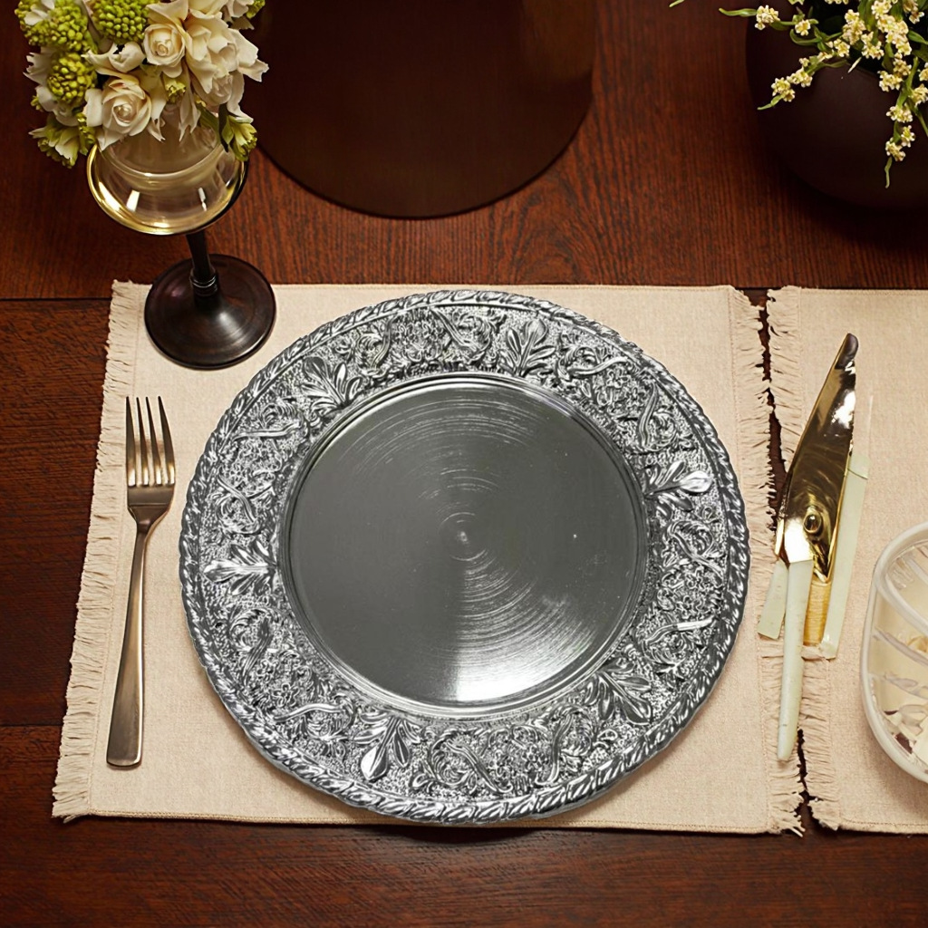 Boda de lujo ligera fiesta de hotel galvanizado desechable placa de plástico decoración placa de carga retro